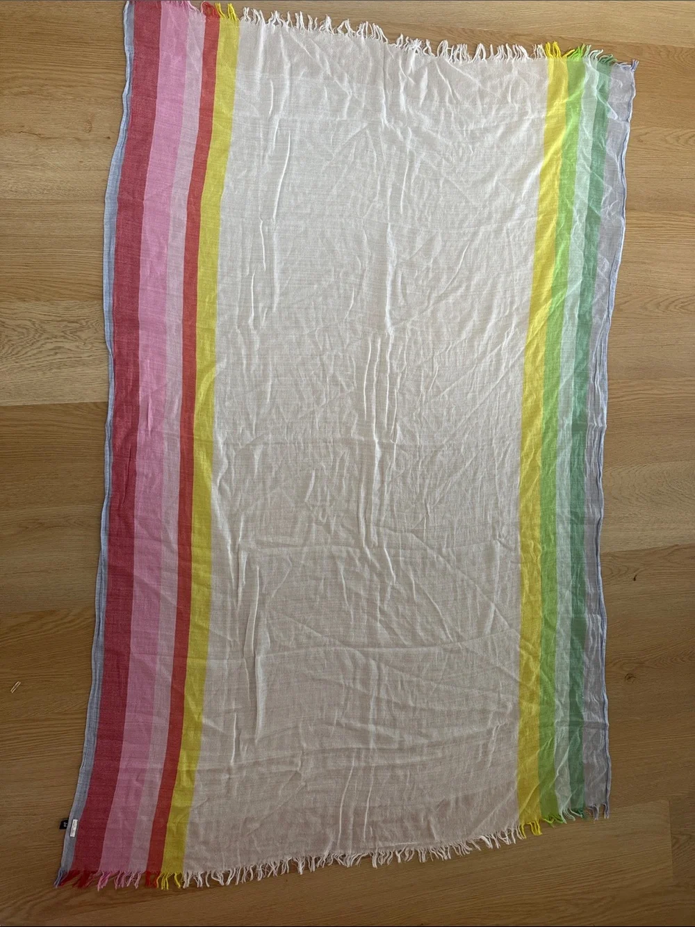 Echo‎ Multi Colored Lightweight Striped Raw Hem Blanket Scarf